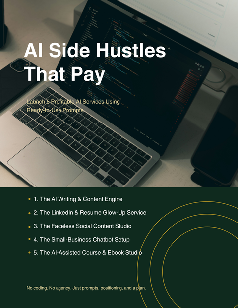 AI side hustles digital guide with ChatGPT prompts